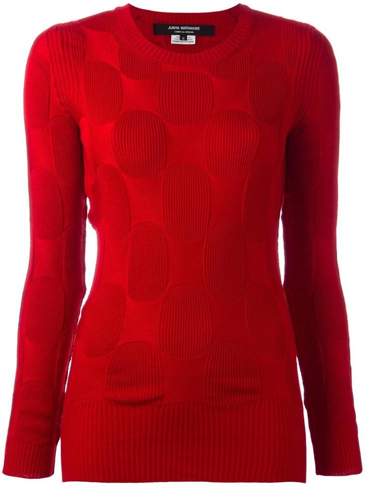 Junya Watanabe Comme Des Garçons Round Neck Jumper, Women's, Size: Medium, Red, Wool