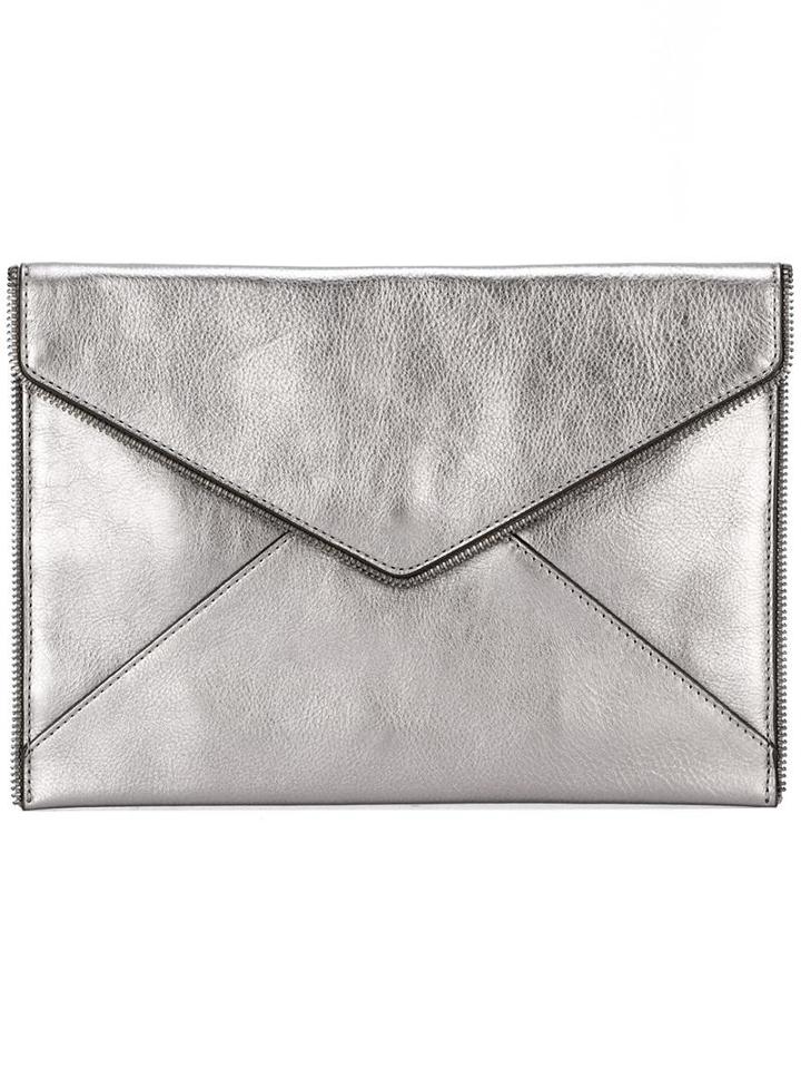 Rebecca Minkoff - Envelope Clutch - Women - Leather/polyester - One Size, Women's, Grey, Leather/polyester