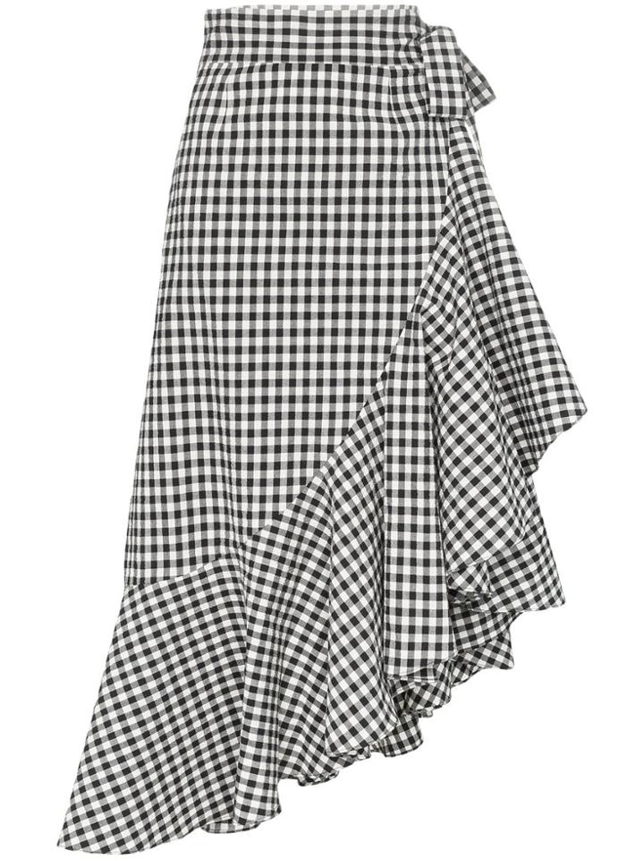 Paper London Lagos Gingham Ruffle Wrap Skirt - Black