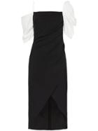 Rejina Pyo Asymmetric Contrasting Sleeve Midi Dress - Black