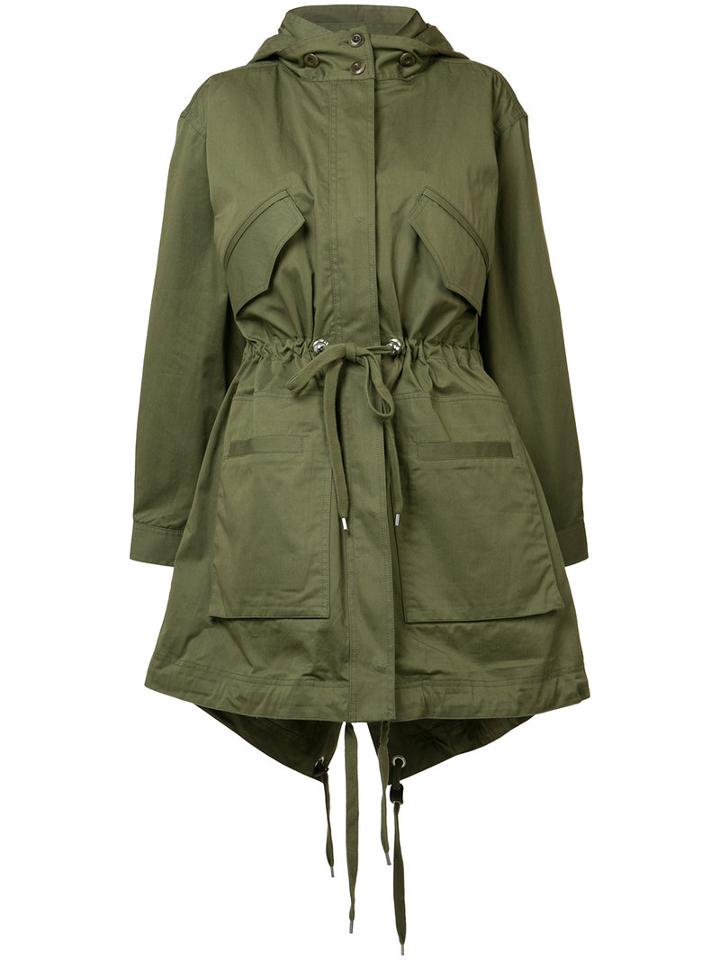 Rodebjer Drawstring Waist Parka, Women's, Size: Medium, Green, Polyester/cotton
