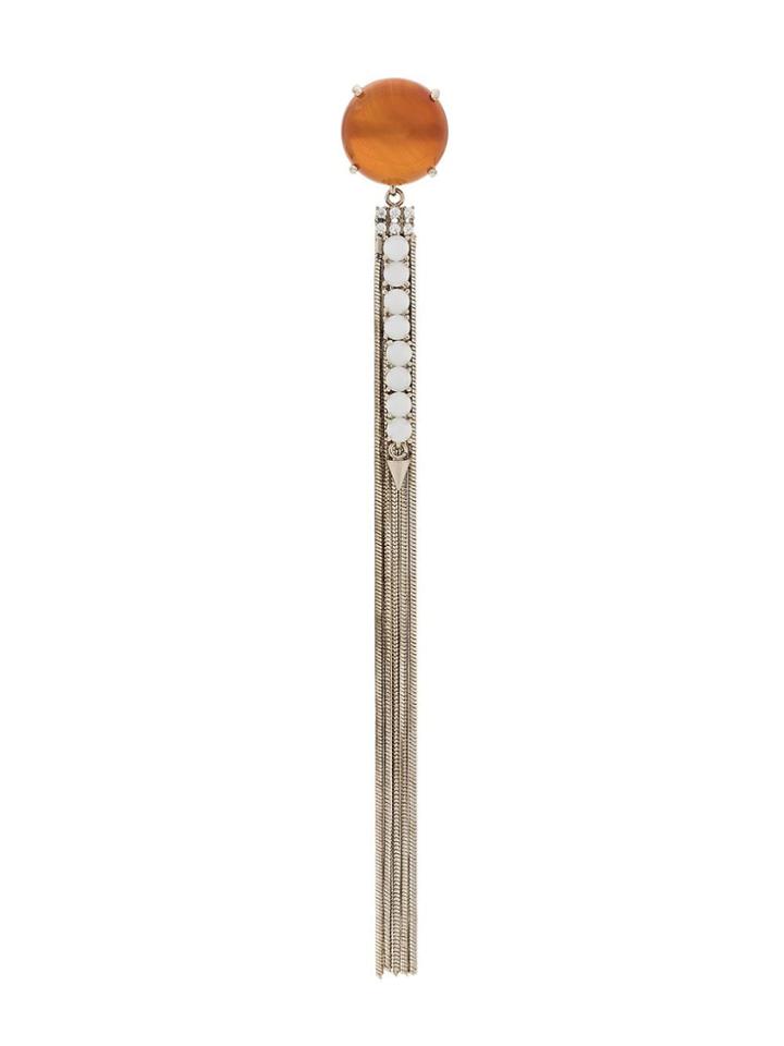 Iosselliani Red Agate Fringed Long Single Earring - Silver