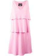 Boutique Moschino Layered V-neck Dress, Women's, Size: 40, Pink/purple, Polyester/triacetate/acetate