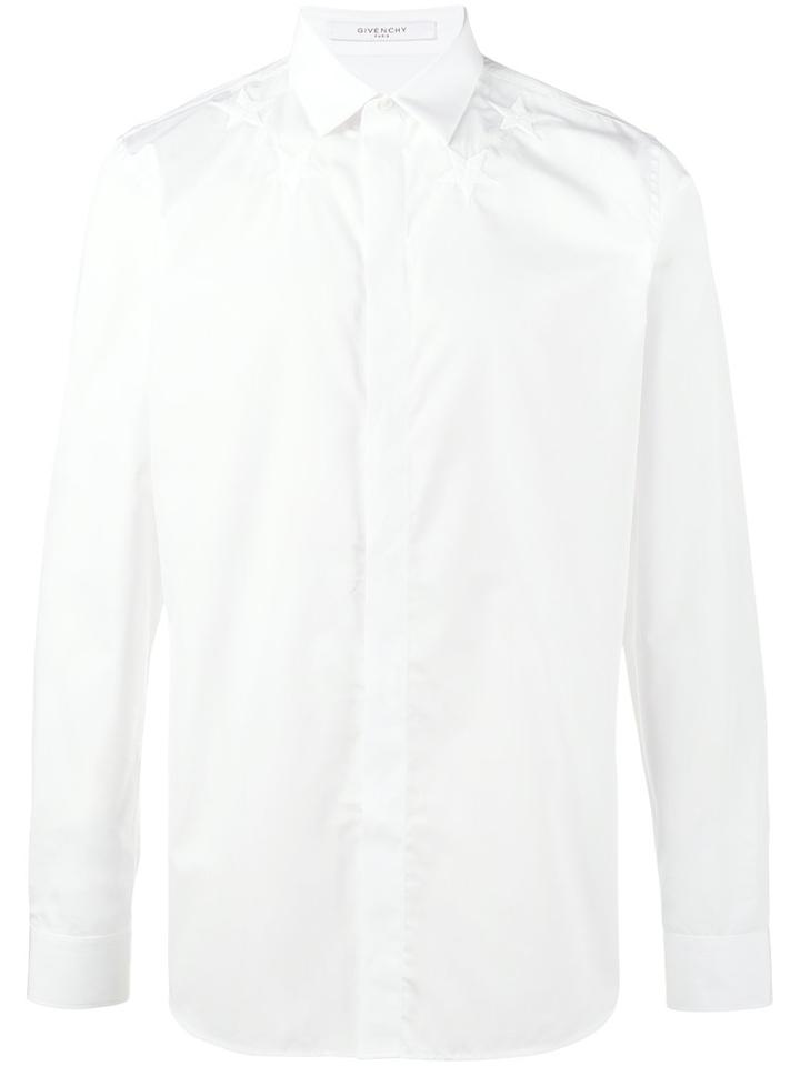 Givenchy - Star Embroidered Long Sleeve Shirt - Men - Cotton/polyester/ceramic - 41, White, Cotton/polyester/ceramic