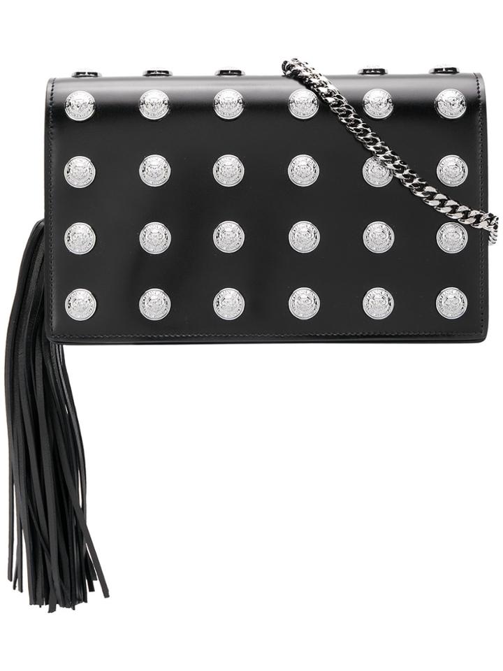 Balmain Logo Studded Clutch Bag - Black