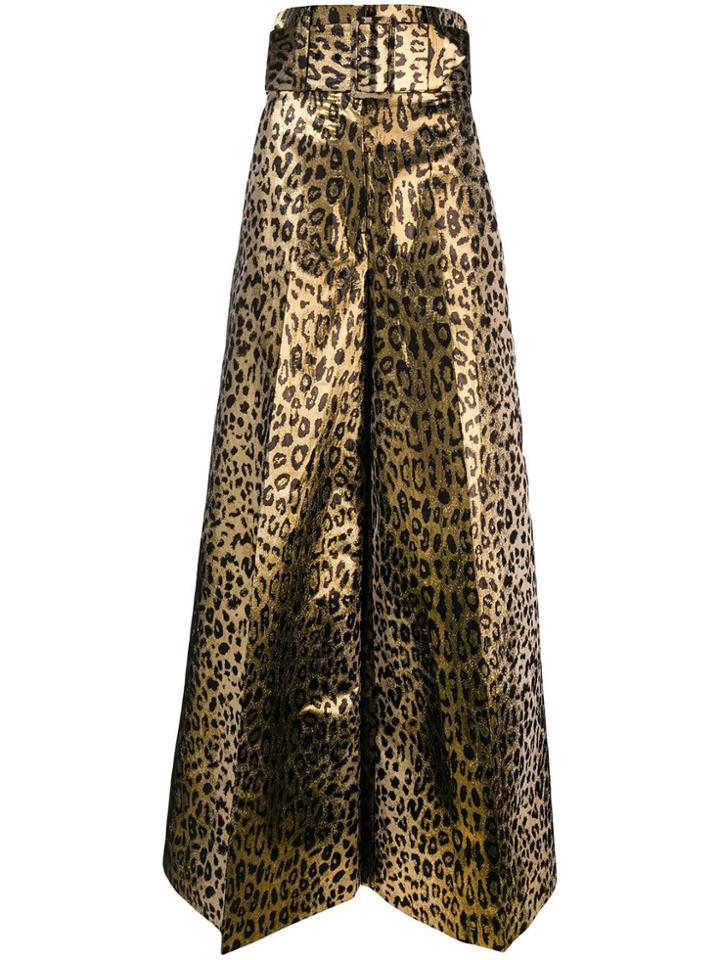 Sara Battaglia Leopard Palazzo Pants - Gold