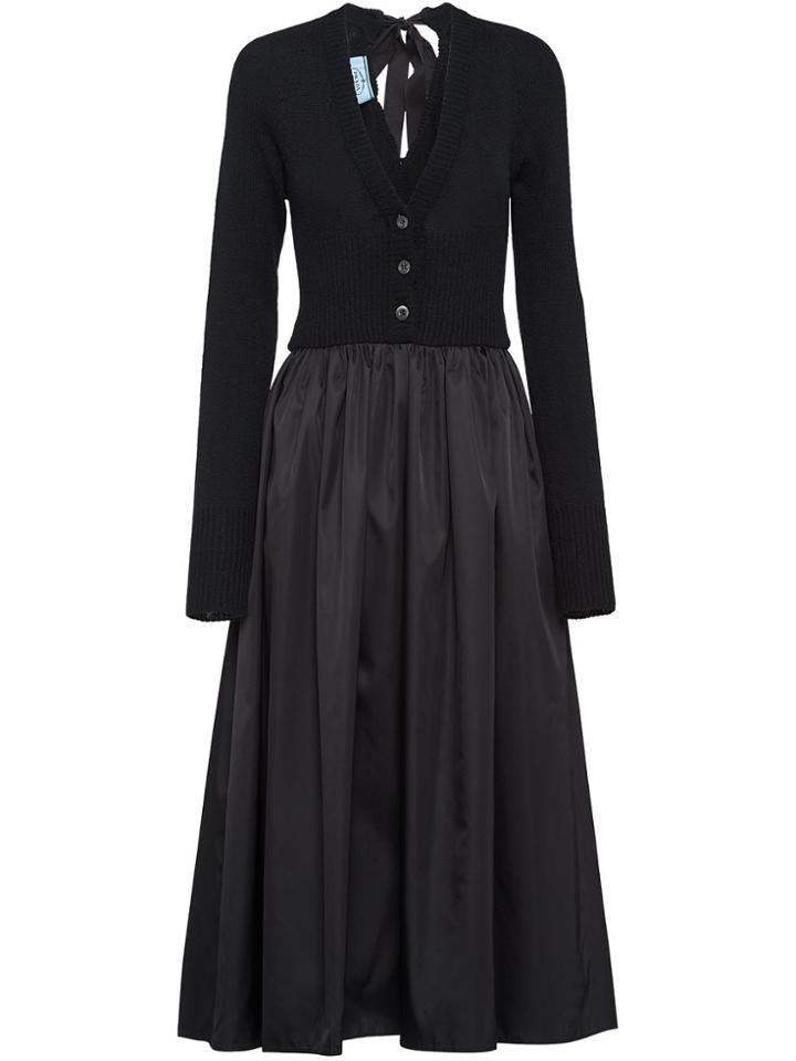 Prada Cashmere And Nylon Dress - Black