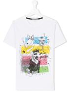 Little Marc Jacobs Animal Rock Band Print T-shirt - White