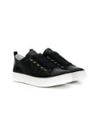 Lanvin Teen Stitched Logo Sneakers - Black