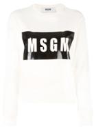 Msgm Front Logo Sweatshirt, Women's, Size: Xs, White, Cotton
