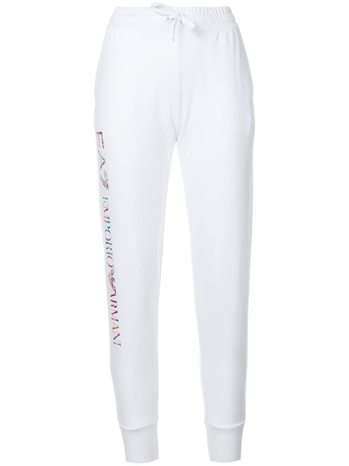 Ea7 Emporio Armani Logo Print Track Pants - White
