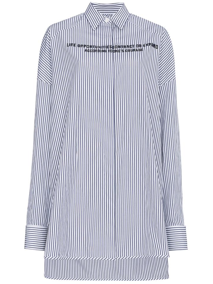 Juun.j Oversized Stripe Slogan Shirt - Blue