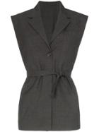 Wright Le Chapelain Longline Sleeveless Wool Blazer - Grey