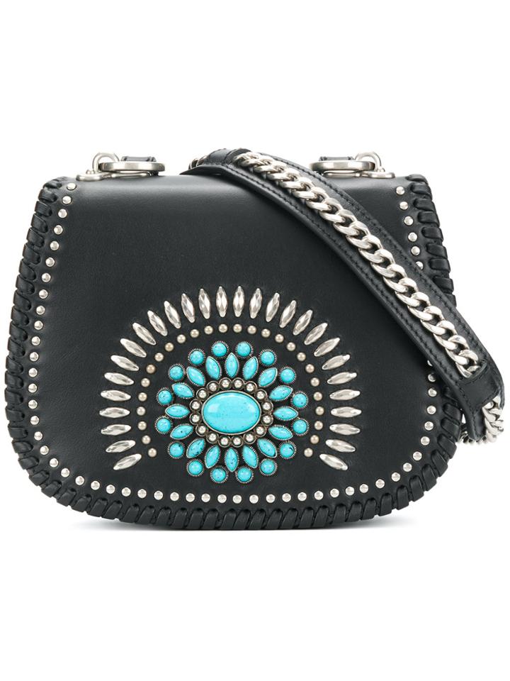 Prada Embellished Shoulder Bag - Black