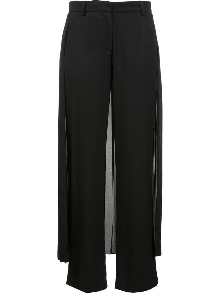 Adam Lippes Pleated Skirt Detail Tuxedo Trousers, Women's, Size: 0, Black, Viscose