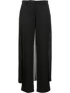 Adam Lippes Pleated Skirt Detail Tuxedo Trousers, Women's, Size: 0, Black, Viscose