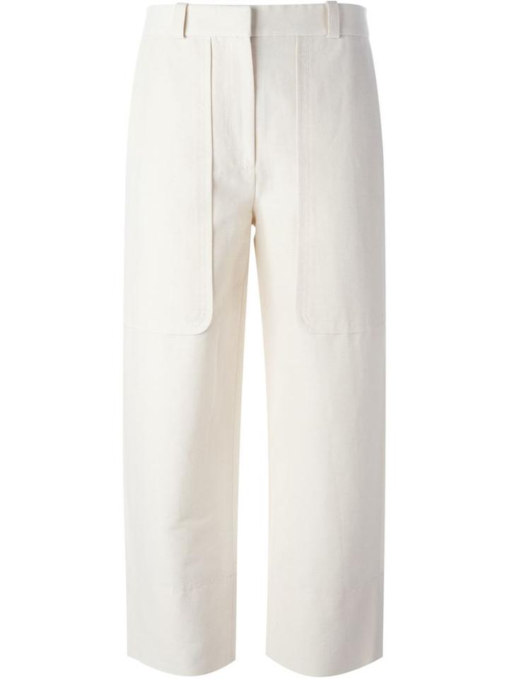 Cédric Charlier - Cropped Trousers - Women - Cotton/linen/flax - 42, Nude/neutrals, Cotton/linen/flax