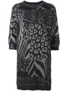 Diesel Animal Print Short Dress, Women's, Size: Small, Grey, Cotton/polyester
