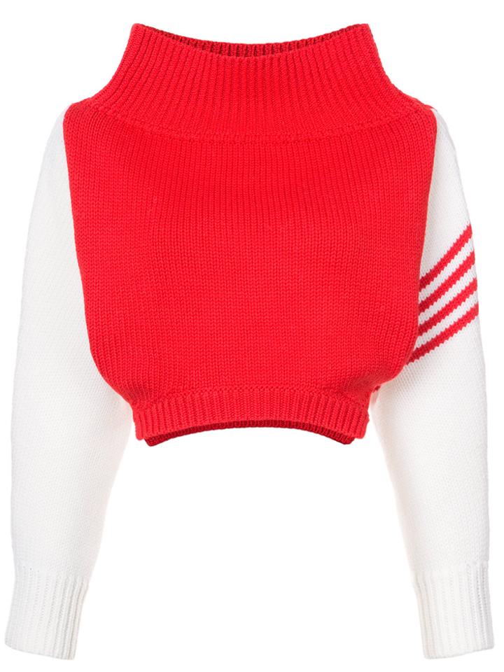 Monse Upside Down Crop Sweater - Red