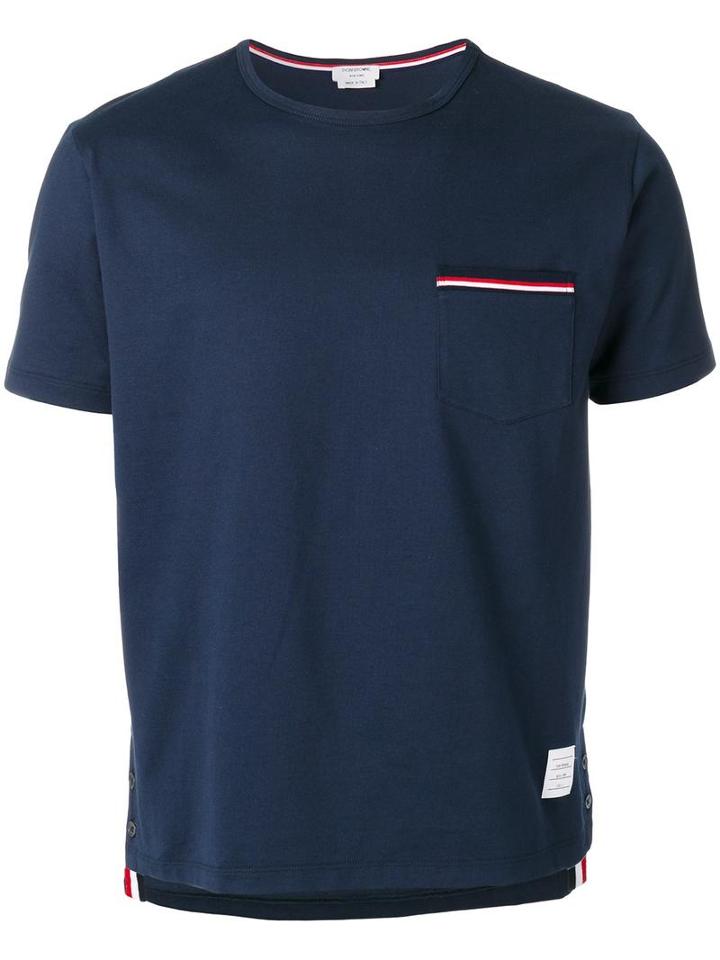 Thom Browne Pocket T-shirt, Men's, Size: 00, Blue, Cotton