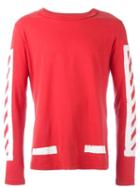 Off-white Brushed Diagonals Sweatshirt, Men's, Size: Small, Red, Cotton