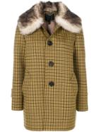 Marc Jacobs Fur Trimmed Single Breasted Coat - Yellow
