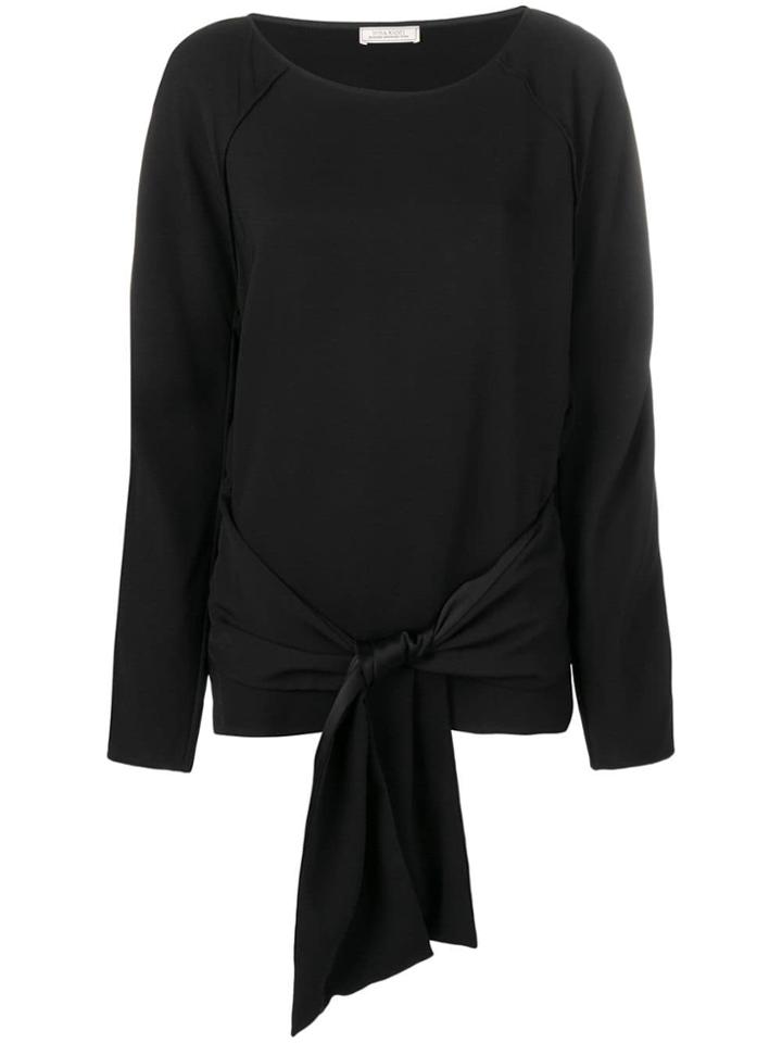 Nina Ricci Sleeve Tie Waist Top - Black