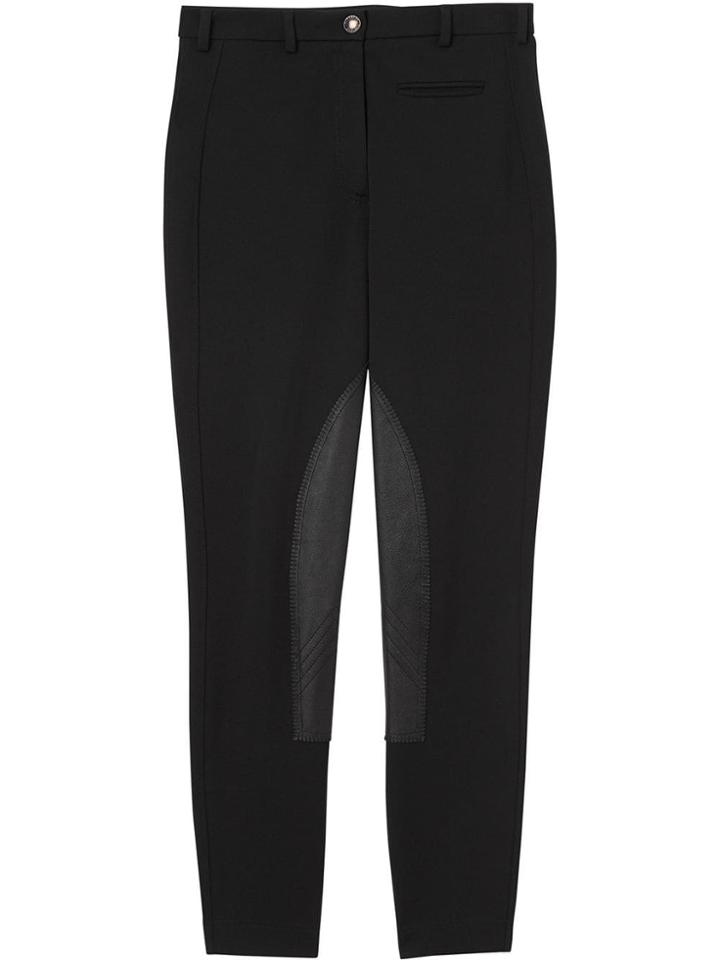 Burberry Lambskin Panel Stretch Crepe Jersey Trousers - Black