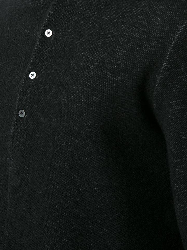 Ma+ Button Collar Jumper, Men's, Size: 50, Black, Cotton/polyamide/wool