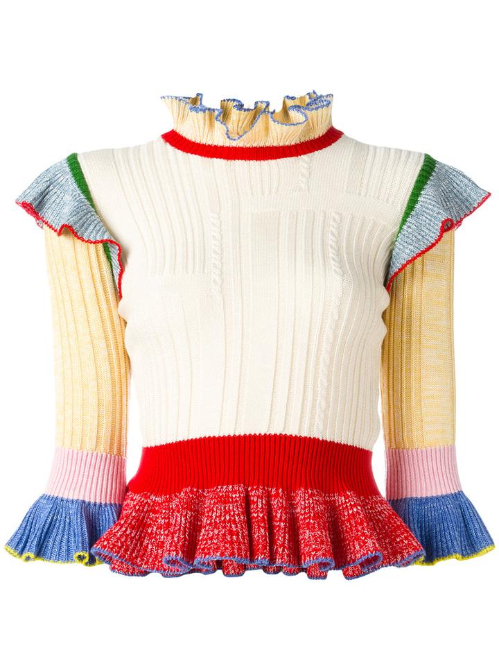 Alexander Mcqueen Peplum Jumper, Size: Xs, Wool/silk/polyamide/spandex/elastane