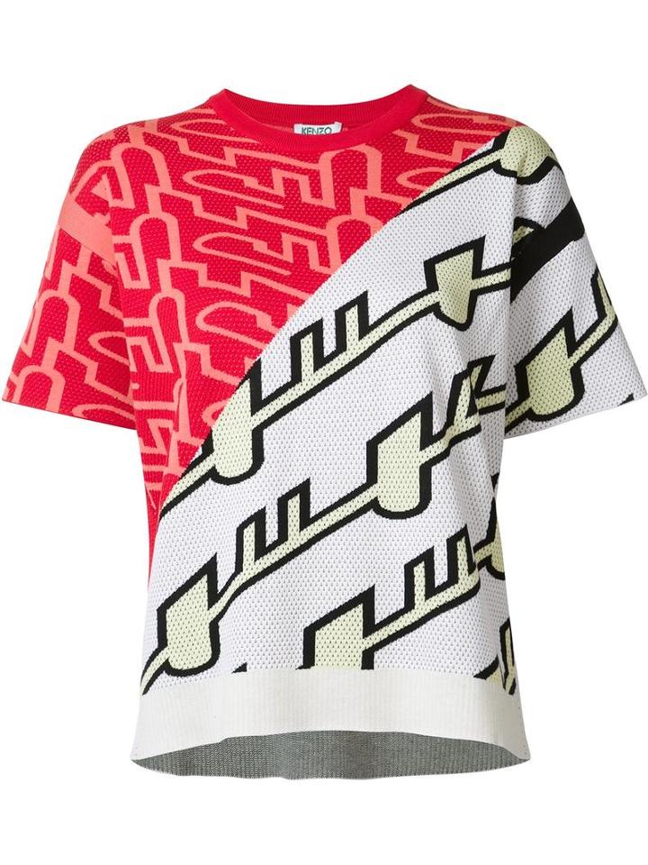 Kenzo Contrast Print T-shirt, Women's, Size: Small, Silk/cotton