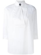 Salvatore Ferragamo - Open Neck Shirt - Women - Cotton/polyamide/spandex/elastane - 48, White, Cotton/polyamide/spandex/elastane