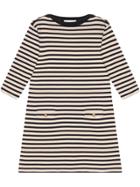 Gucci Striped Wool Dress With Patch - Black