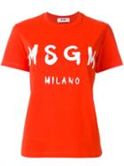 Msgm Logo Print T-shirt, Women's, Size: Small, Red, Cotton