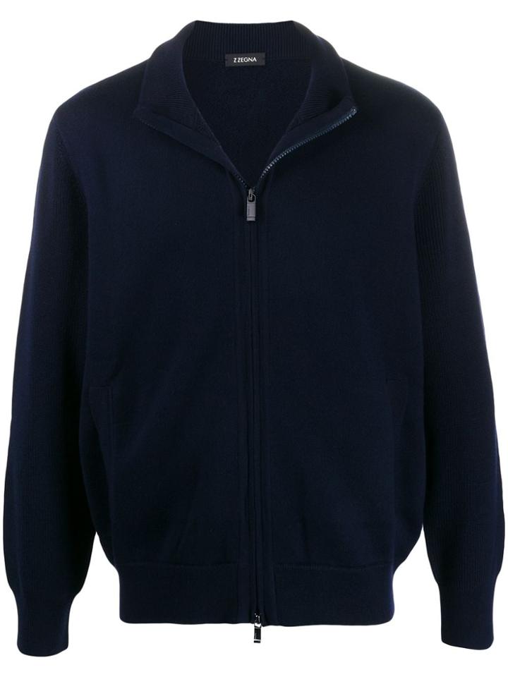 Z Zegna Long Sleeve Zipped Sweater - Blue