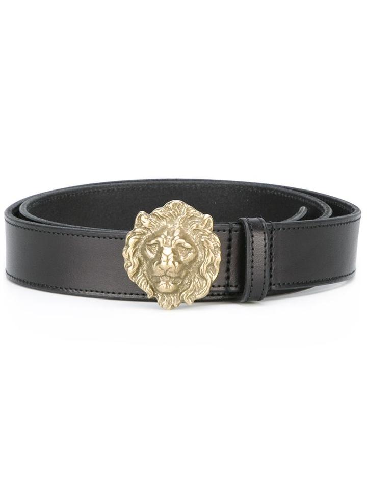 Saint Laurent Lion Buckle Belt, Men's, Size: 90, Black, Leather