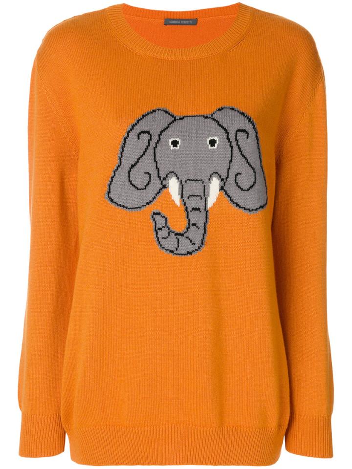 Alberta Ferretti Elephant Intarsia Jumper - Yellow & Orange