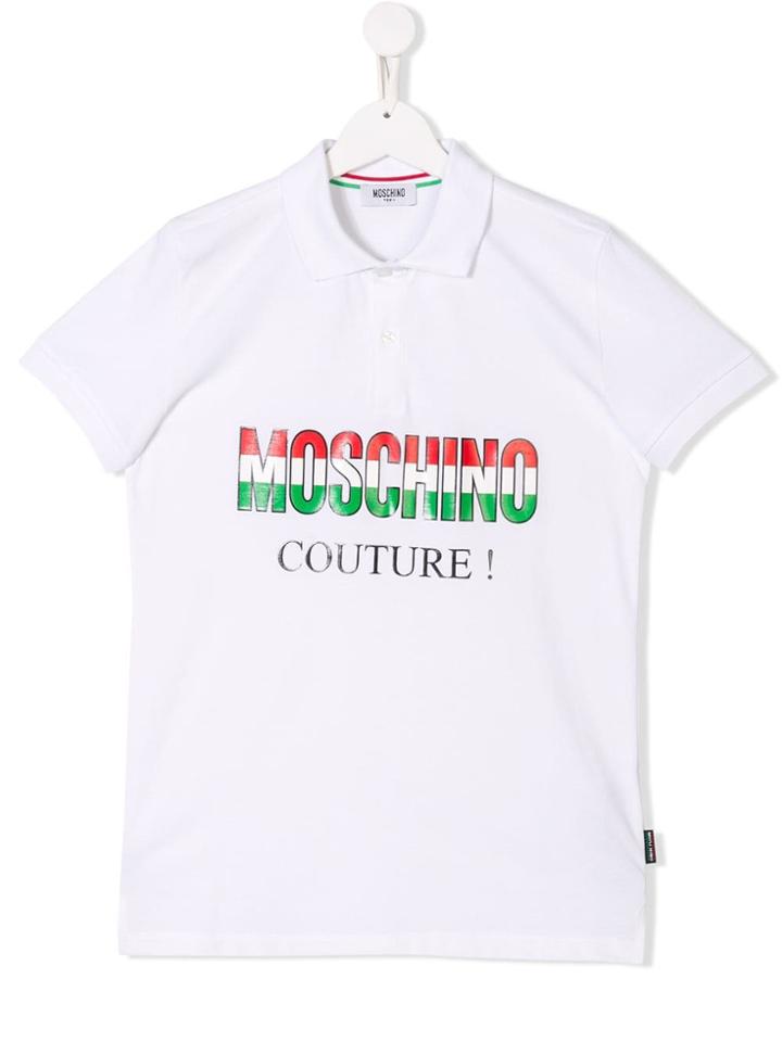 Moschino Kids Teen Logo Couture Polo Shirt - White