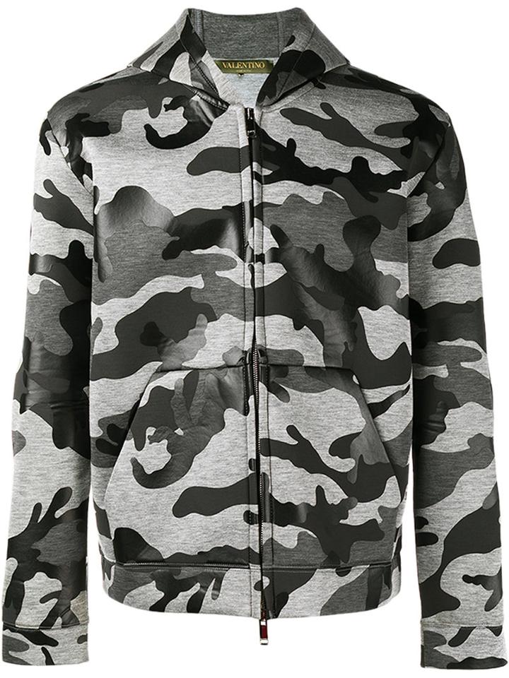 Valentino Camouflage Hoodie, Men's, Size: Medium, Grey, Viscose/polyurethane