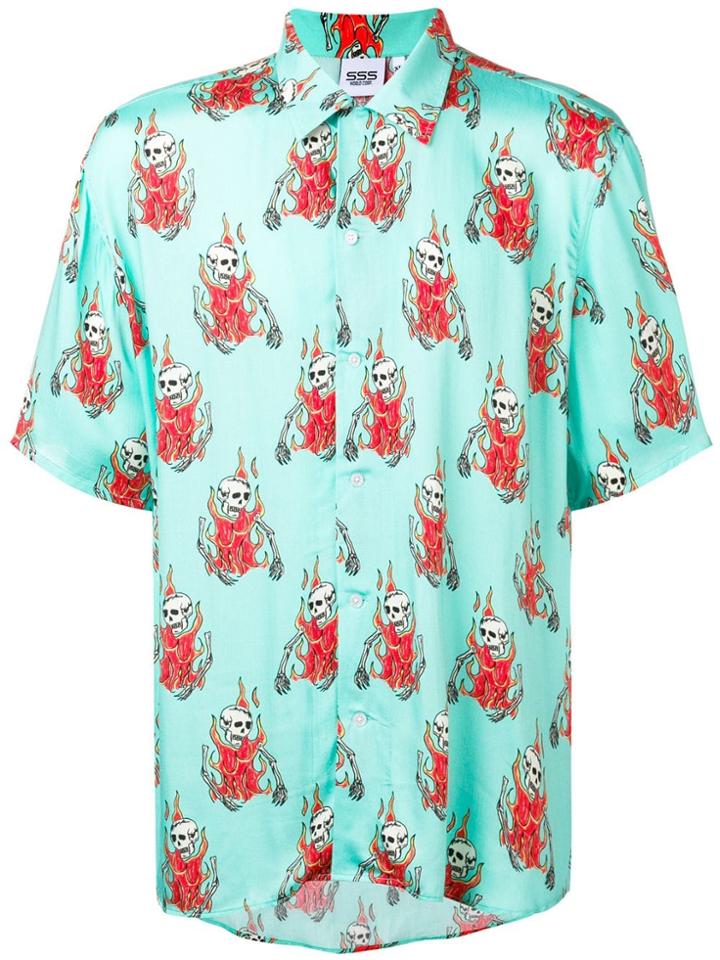 Sss World Corp Preacher Hawaiian Shirt - Blue