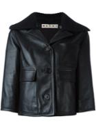 Marni Cropped Jacket, Women's, Size: 42, Black, Lamb Skin/viscose/cotton