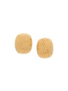 Christian Dior Vintage Ribbed Earrings - Gold
