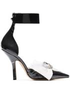 Midnight 00 105 Brooch Bow Ankle Strap Pumps - Black