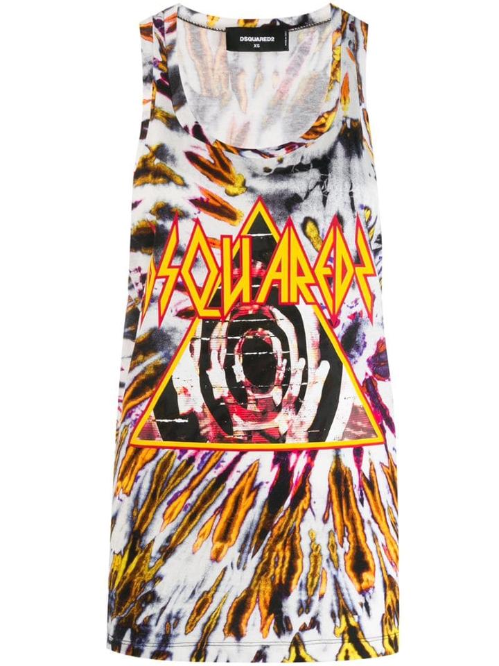 Dsquared2 Logo Tie-dye Vest Top - White