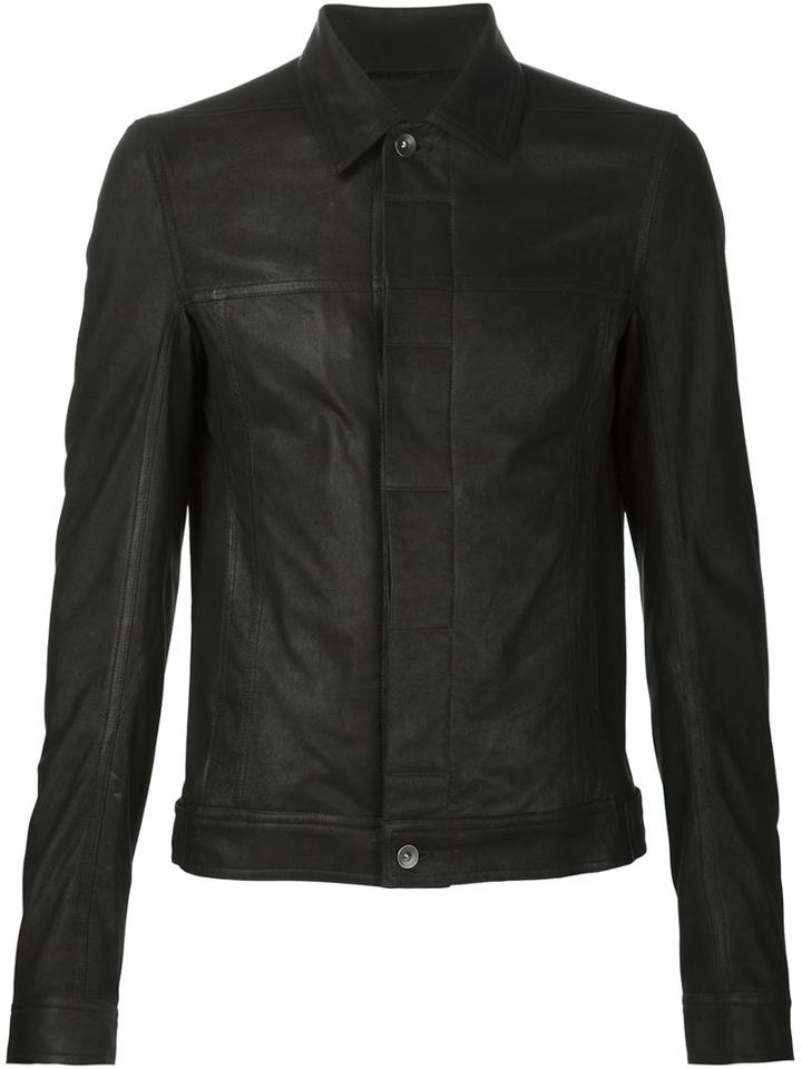 Rick Owens Classic Buttoned Jacket, Men's, Size: 52, Black, Leather