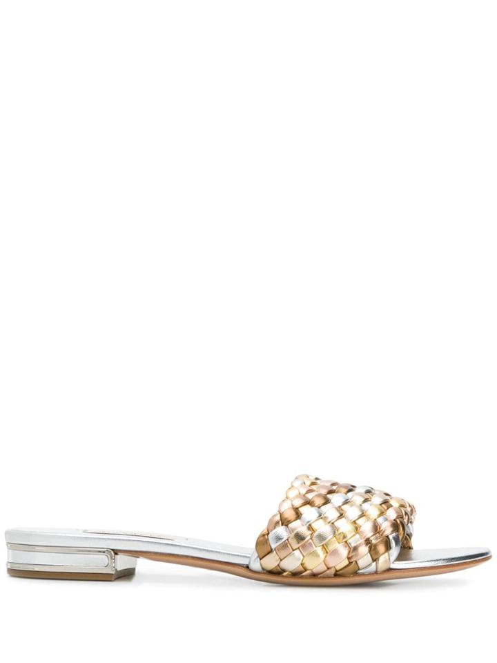 Casadei Open Toe Woven Sandals - Gold