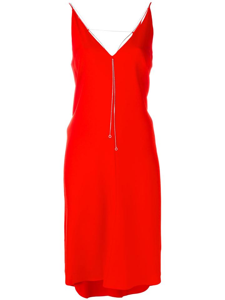 T By Alexander Wang - V-neck Shift Dress - Women - Polyester/spandex/elastane/viscose - 4, Red, Polyester/spandex/elastane/viscose