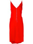 T By Alexander Wang - V-neck Shift Dress - Women - Polyester/spandex/elastane/viscose - 4, Red, Polyester/spandex/elastane/viscose