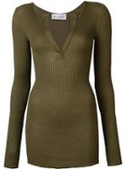 Faith Connexion Ribbed V Neck Jersey, Women's, Size: Large, Green, Cotton