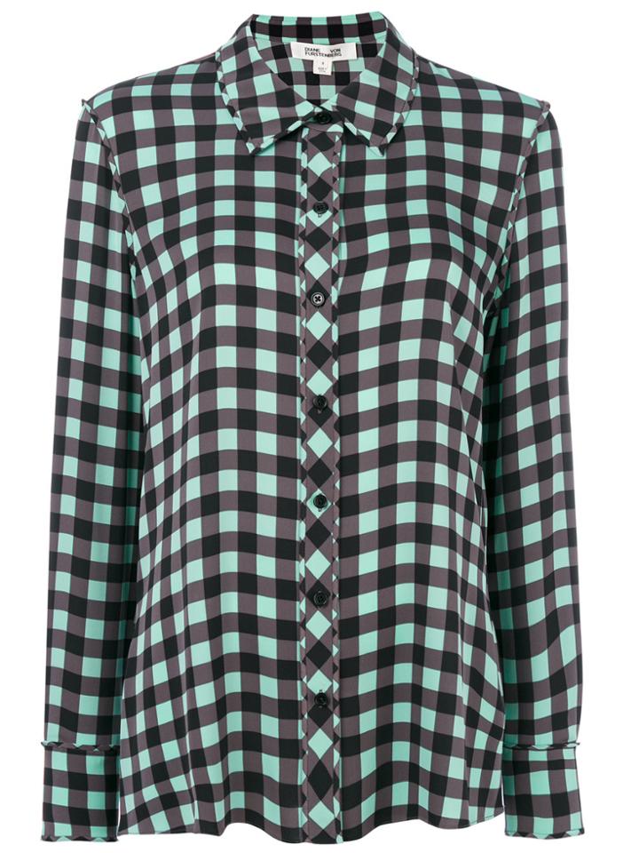 Dvf Diane Von Furstenberg Check Long-sleeved Shirt - Green